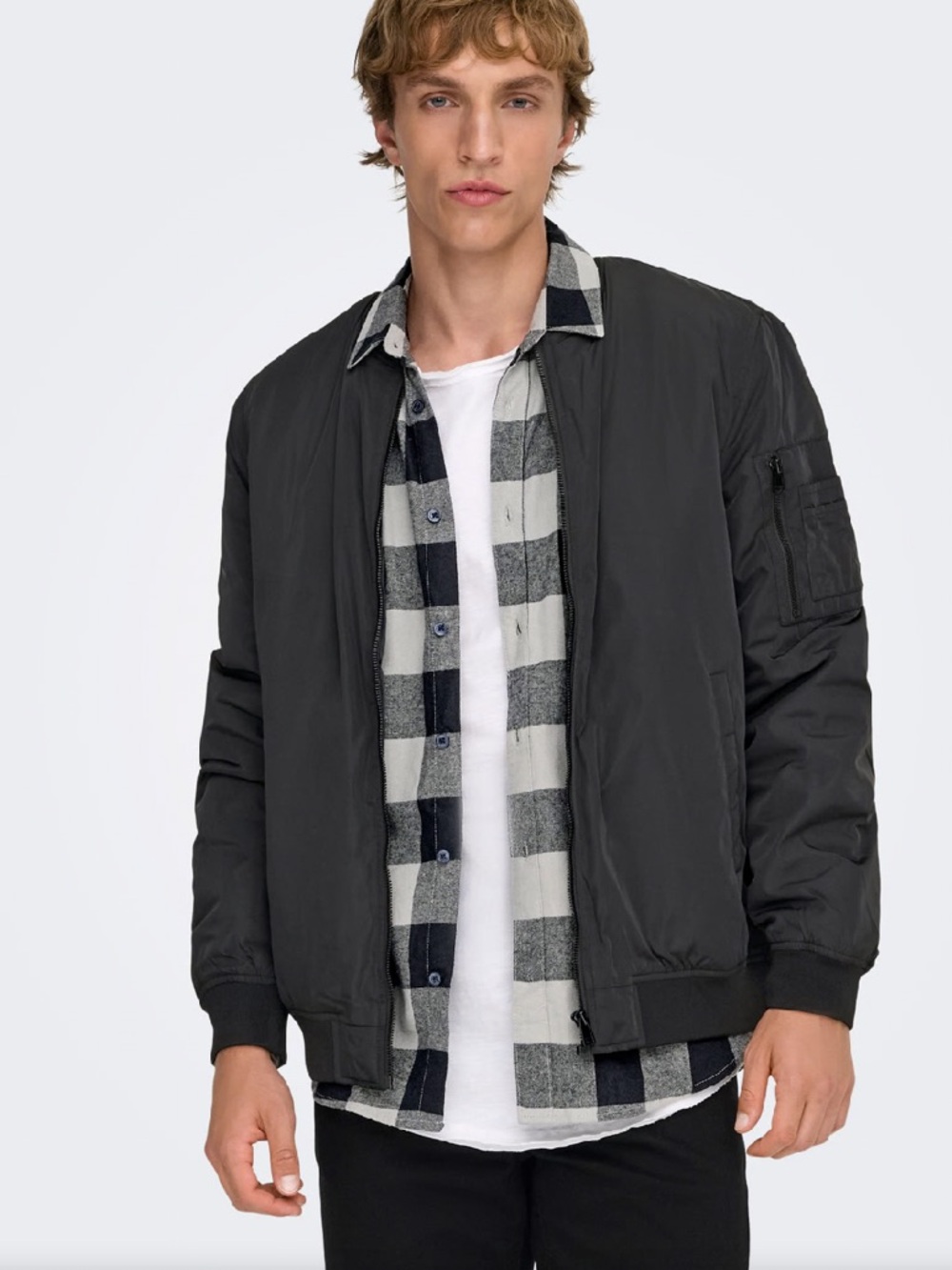 Only & Sons bomber zip jacket with slant pockets